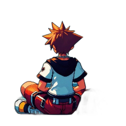 robot, jacket, mask, weapon, pixel art, concept art, watercolor, comic book art transparent PNG cut-out