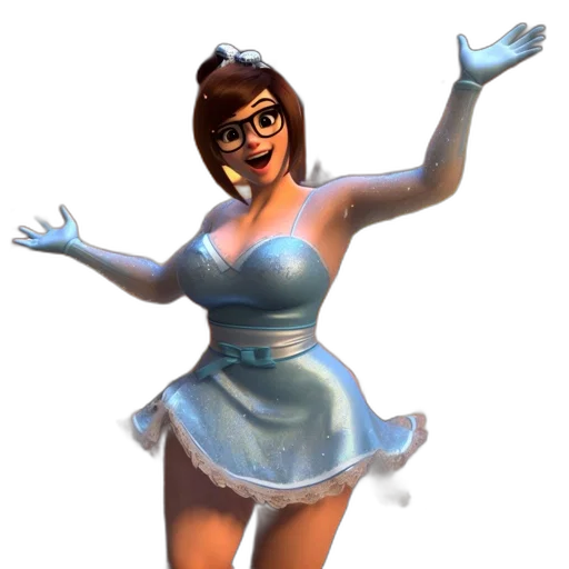 dress, robot, staff, 3d render, concept art, cartoon, fantasy art, animated transparent PNG cut-out