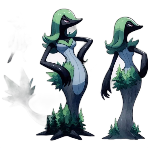 creature, concept art, fantasy art, 3d render, pixel art, forest, green, dark transparent PNG cut-out
