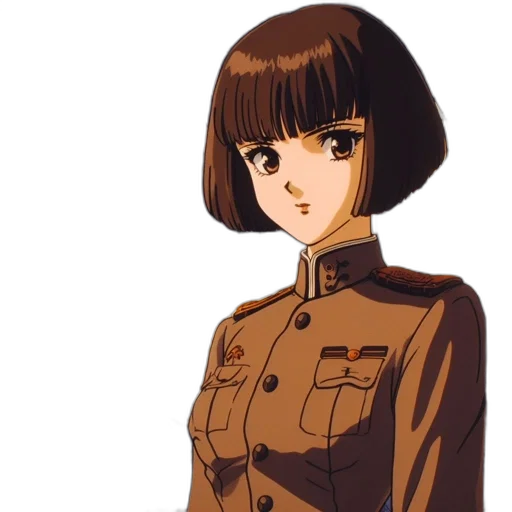 jacket, dress, staff, face, anime, concept art, cartoon, pixel art transparent PNG cut-out
