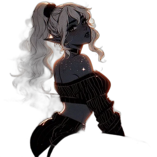 dress, creature, mask, hair, watercolor, concept art, anime, pixel art transparent PNG cut-out