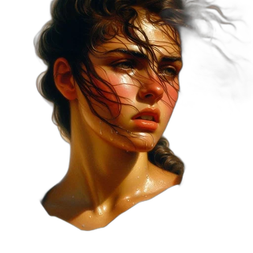 face, mask, hair, crown, photorealistic, oil painting, fantasy art, concept art transparent PNG cut-out