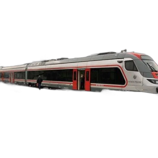 3d render, concept art, sleek, modern, train, red, accents, tracks transparent PNG cut-out