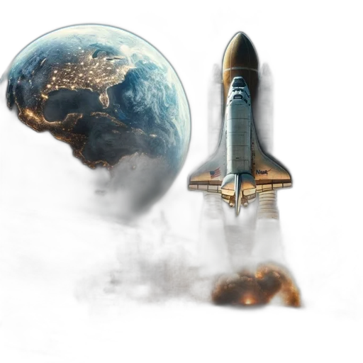 concept art, 3d render, fantasy art, photorealistic, outer space, nasa, space, shuttle transparent PNG cut-out