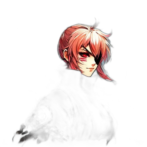 mask, face, staff, hair, anime, concept art, pixel art, watercolor transparent PNG cut-out