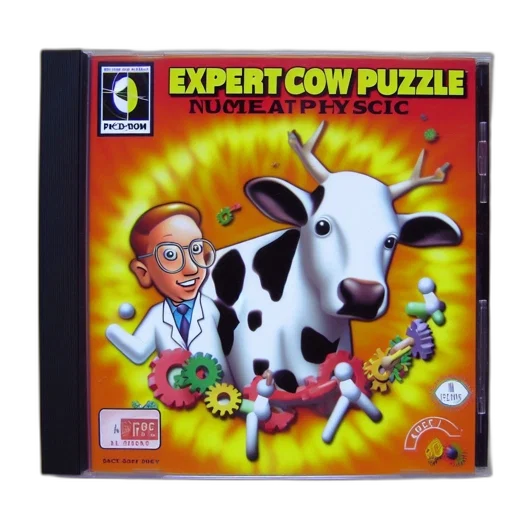 expert, cow, puzzle, quirky, game, box, features, scientist transparent PNG cut-out