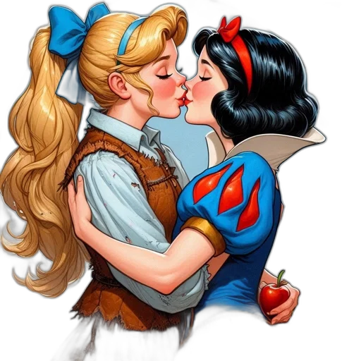 comic book art, concept art, cartoon, fantasy art, two, female, characters, one transparent PNG cut-out
