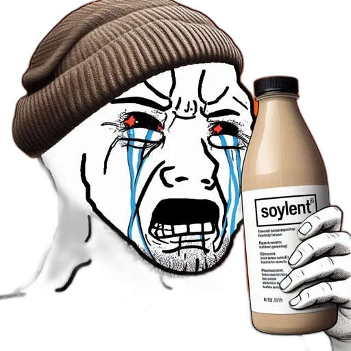 food, bottle, hat, jacket, photorealistic, stylized, face, wearing transparent PNG cut-out