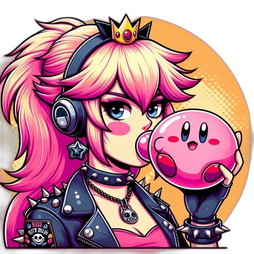 pixel art, concept art, cyberpunk, cartoon, stylized, illustration, features, pink-haired transparent PNG cut-out
