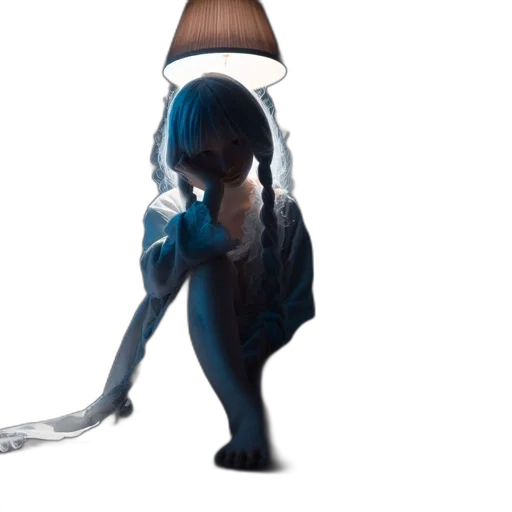 umbrella, creature, mask, dress, 3d render, concept art, photorealistic, vaporwave transparent PNG cut-out
