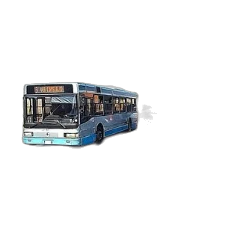 photorealistic, 3d render, bus, traveling, road, blue, sky, background transparent PNG cut-out