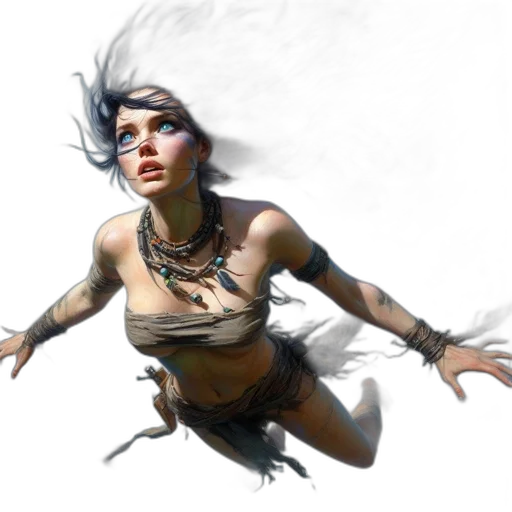 jewelry, concept art, fantasy art, photorealistic, 3d render, woman, black, hair transparent PNG cut-out