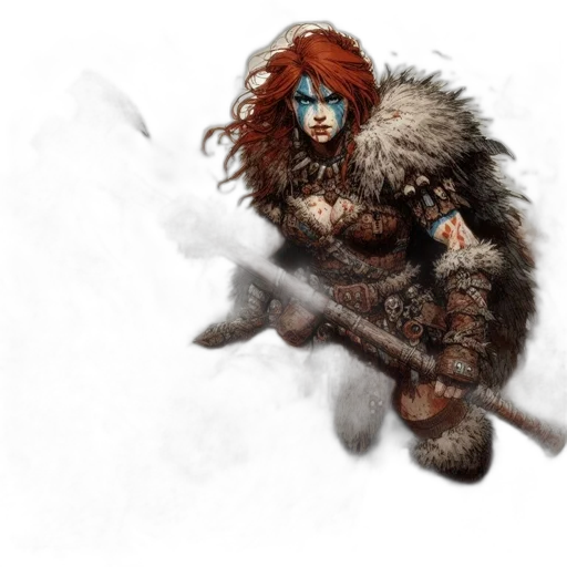 sword, creature, fantasy art, concept art, comic book art, photorealistic, snow, fierce transparent PNG cut-out