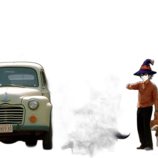 car, hat, mask, concept art, fantasy art, photorealistic, comic book art, fog transparent PNG cut-out