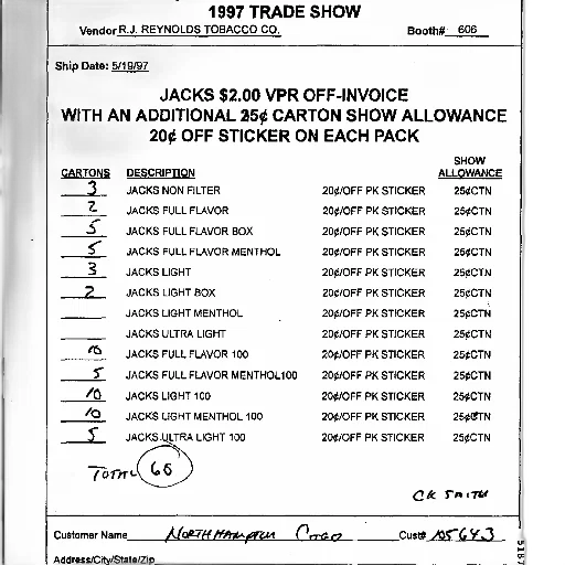 document, 1997, trade, show, detailing, various, cartons, jacks transparent PNG cut-out