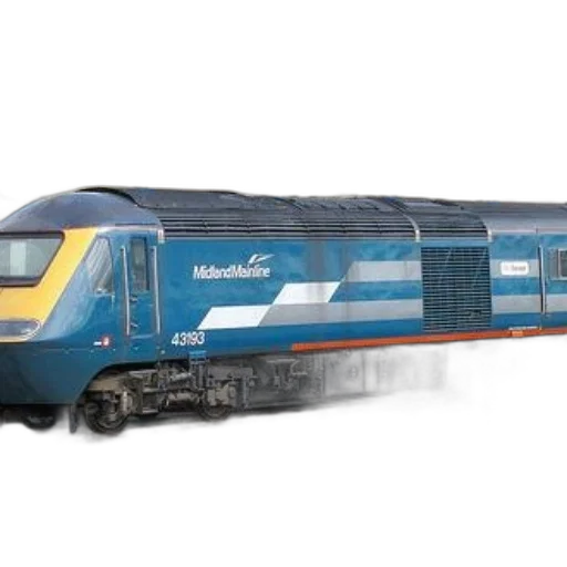 3d render, blue, yellow, train, words, midland, mainline, side transparent PNG cut-out