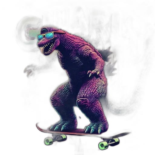 creature, dragon, animal, concept art, 3d render, photorealistic, vaporwave, godzilla transparent PNG cut-out