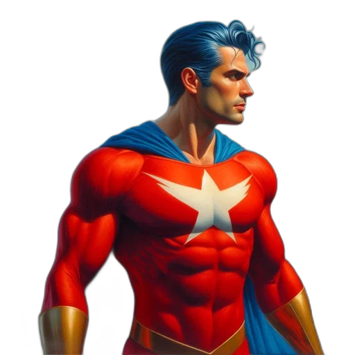 comic book art, concept art, 3d render, photorealistic, two, superheroes, one, blue transparent PNG cut-out