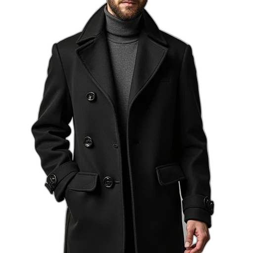 jacket, photorealistic, dark, monochrome transparent PNG cut-out