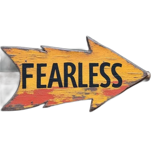 word, fearless, painted, wood transparent PNG cut-out