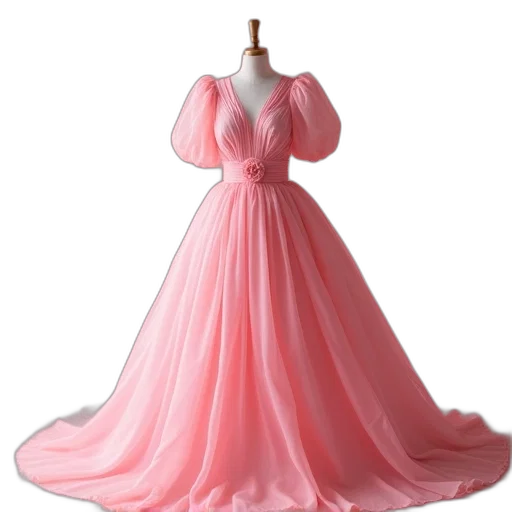 dress, 3d render, concept art, photorealistic, pastel, pink transparent PNG cut-out