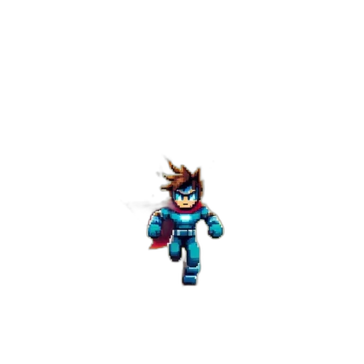 robot, staff, jacket, creature, pixel art, 3d render, concept art, vaporwave transparent PNG cut-out