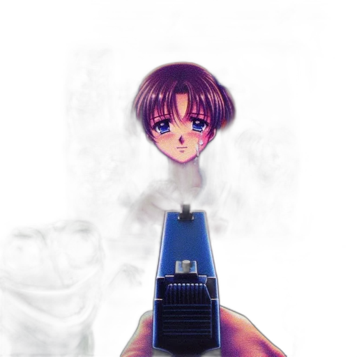 robot, weapon, bottle, staff, vaporwave, anime, concept art, pixel art transparent PNG cut-out