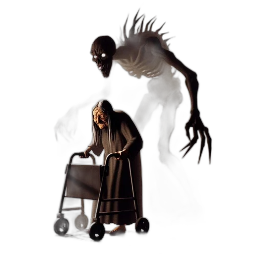 creature, concept art, fantasy art, pixel art, 3d render, fog, night, elderly transparent PNG cut-out