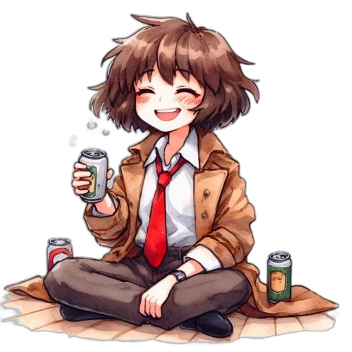jacket, food, robot, creature, pixel art, anime, cartoon, watercolor transparent PNG cut-out