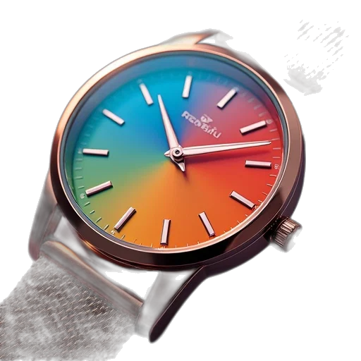 jewelry, 3d render, photorealistic, colorful, watch, made, metal, mesh transparent PNG cut-out