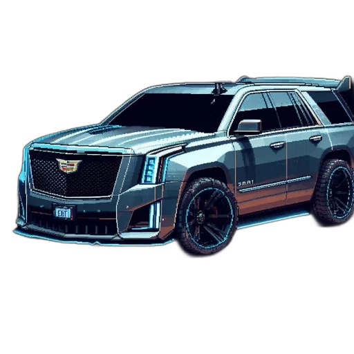 car, concept art, 3d render, photorealistic, up-close, view, cadillac, escalade transparent PNG cut-out