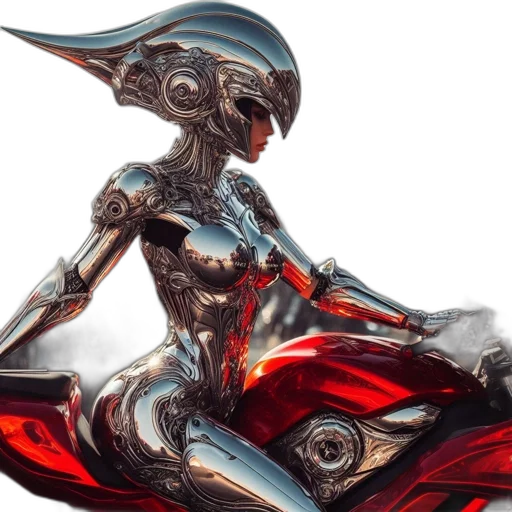 robot, dress, concept art, fantasy art, comic book art, 3d render, red, dark transparent PNG cut-out