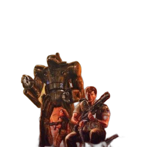 robot, staff, weapon, jacket, concept art, pixel art, fantasy art, comic book art transparent PNG cut-out