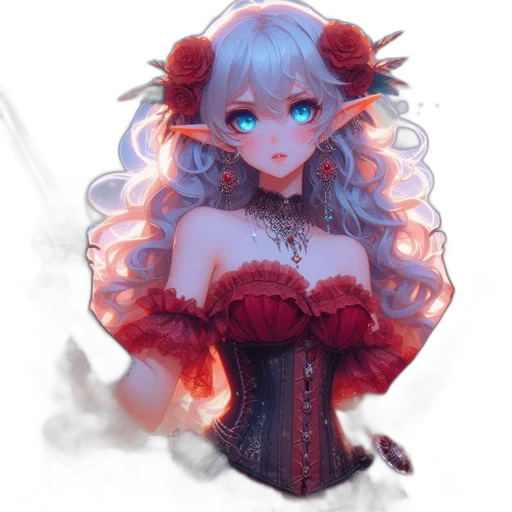 dress, crown, face, staff, fantasy art, concept art, anime, pixel art transparent PNG cut-out