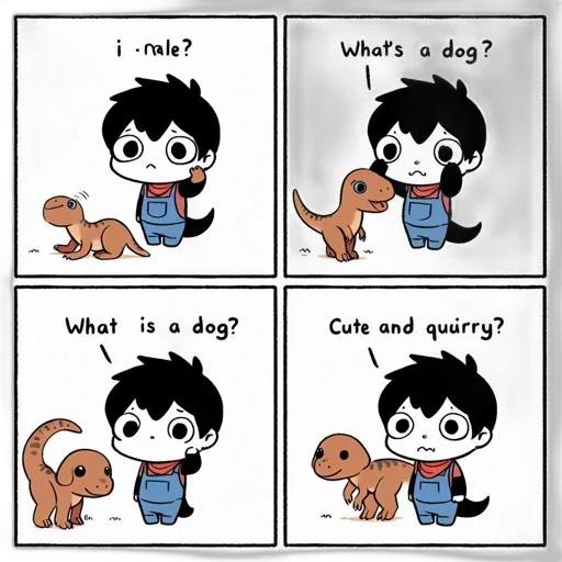 creature, animal, cartoon, comic book art, 4-panel, comic, character, black transparent PNG cut-out