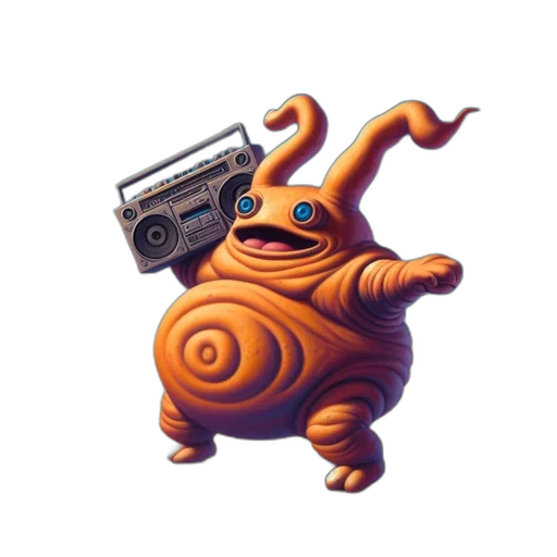 weapon, creature, robot, animal, concept art, 3d render, pixel art, vaporwave transparent PNG cut-out