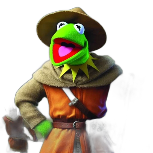 hat, staff, animal, creature, concept art, photorealistic, 3d render, pixel art transparent PNG cut-out
