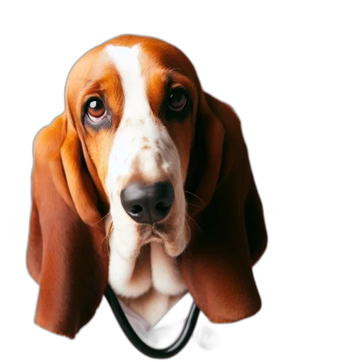 animal, staff, face, creature, photorealistic, 3d render, attentive, basset transparent PNG cut-out