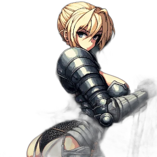 sword, weapon, robot, staff, pixel art, concept art, fantasy art, anime transparent PNG cut-out