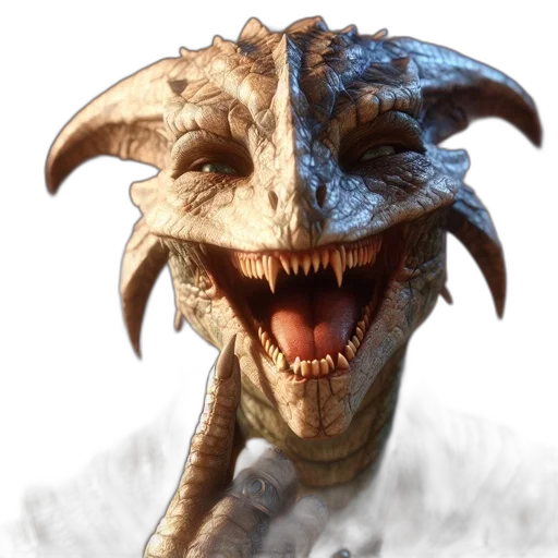 dragon, creature, animal, face, concept art, fantasy art, photorealistic, 3d render transparent PNG cut-out