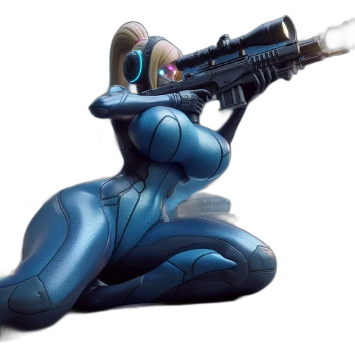 robot, weapon, concept art, 3d render, cyberpunk, vaporwave, outer space, blue transparent PNG cut-out