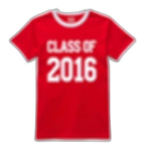 red, t-shirt, text, class, 2016, white, letters, front transparent PNG cut-out