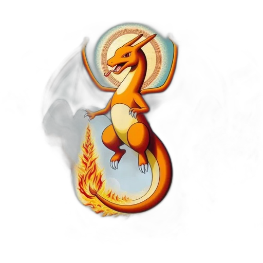 dragon, staff, fantasy art, concept art, pixel art, 3d render, fire, majestic transparent PNG cut-out