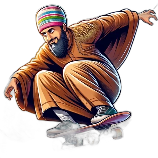 cartoon, comic book art, concept art, pixel art, bearded, man, traditional, robes transparent PNG cut-out