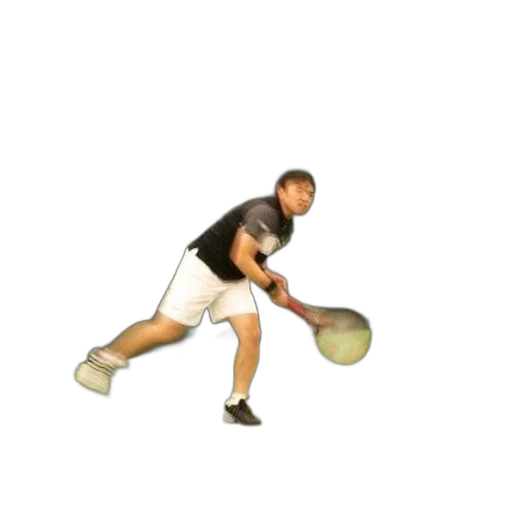 photorealistic, man, black, shirt, white, shorts, playing, tennis transparent PNG cut-out