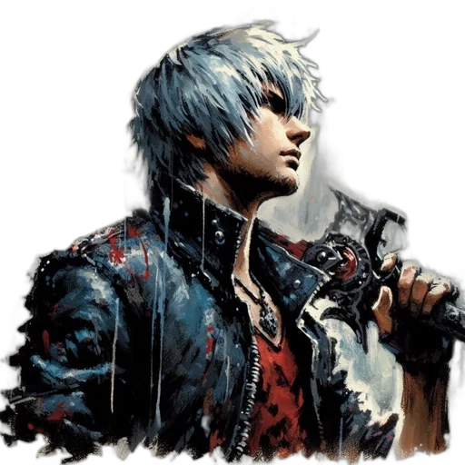 weapon, jacket, sword, concept art, fantasy art, photorealistic, pixel art, monochrome transparent PNG cut-out