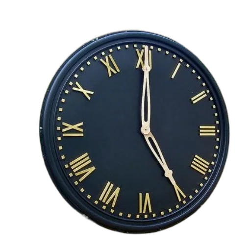 jewelry, 3d render, photorealistic, large, black, clock, gold, roman transparent PNG cut-out