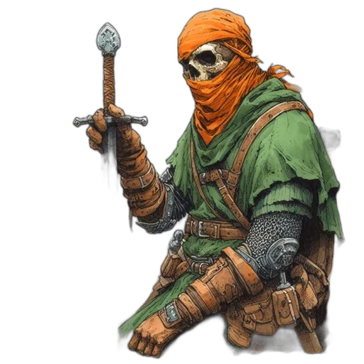 staff, weapon, sword, mask, fantasy art, concept art, comic book art, pixel art transparent PNG cut-out