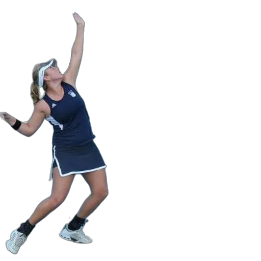 woman, blue, tennis, outfit, serving, ball, court transparent PNG cut-out