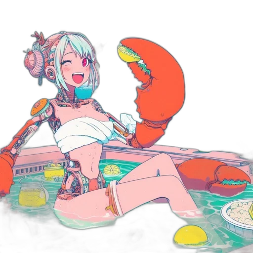 dragon, creature, food, robot, concept art, vaporwave, anime, fantasy art transparent PNG cut-out